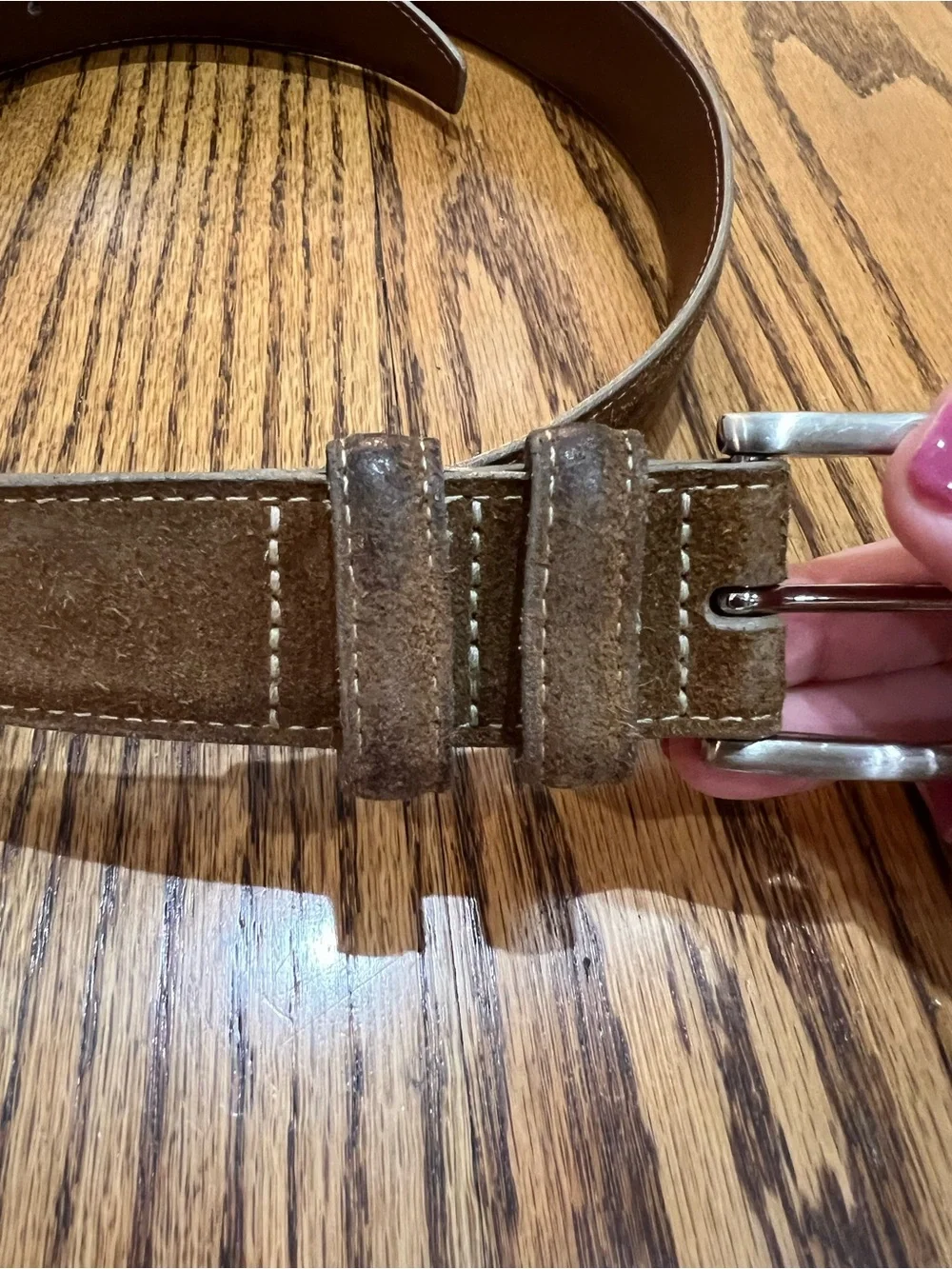 Torino Leather Company Pair Men's European Sueded Calfskin Belts Sz 42 Whiskey
